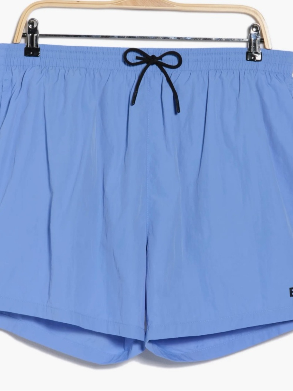 Boss Men's Light Blue Swim Shorts with Black Drawstring